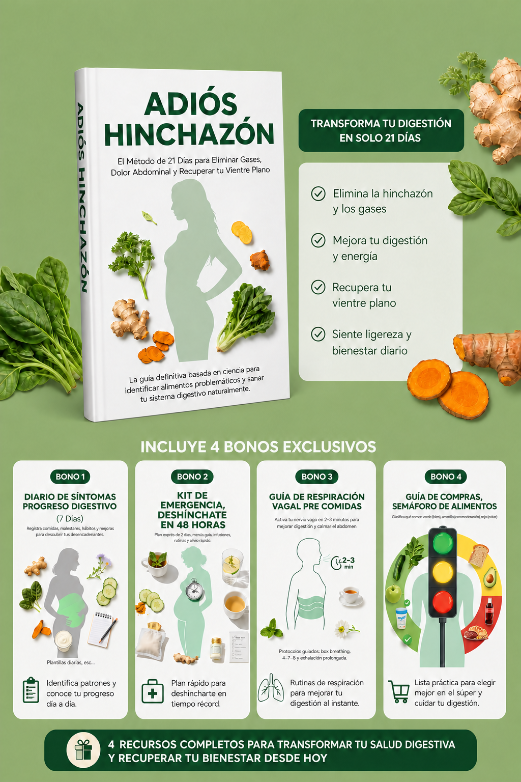 Ebook Adiós Hinchazón junto a sus 4 bonos incluidos